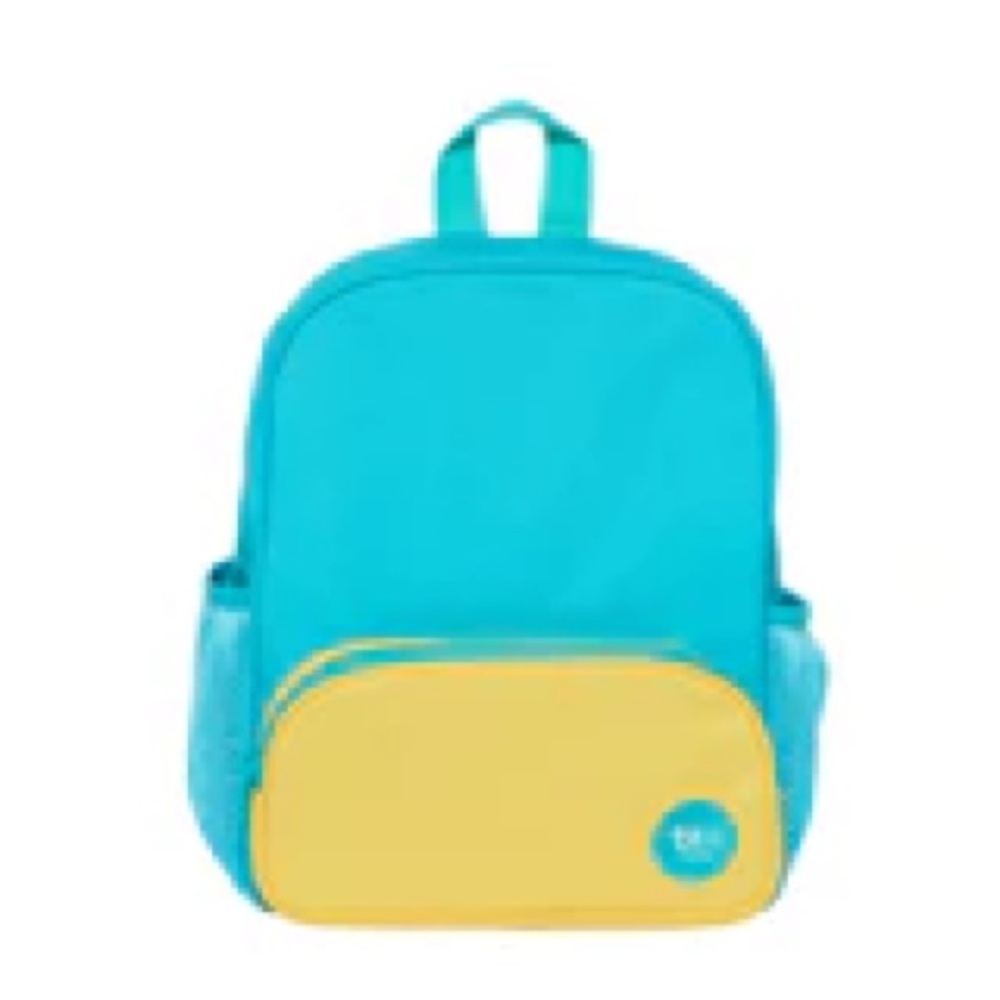 tenLittles 12” backpack in Teal & Yellow
